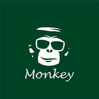 Logo design template monkey in glasses.Simple Logo Vector illustration.