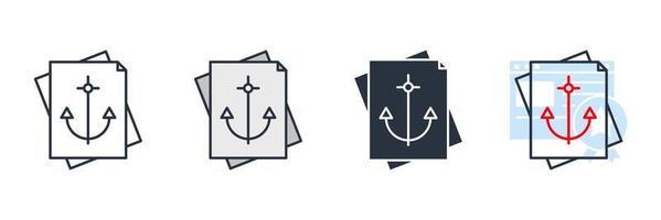 anchor text icon logo vector illustration. anchor with document symbol template for graphic and web design collection