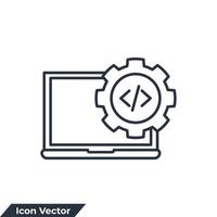 ilustración de vector de logotipo de icono de codificación. plantilla de símbolo de configuración de sitio web y desarrollo web para la colección de diseño gráfico y web