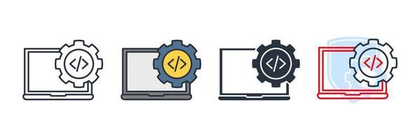 ilustración de vector de logotipo de icono de codificación. plantilla de símbolo de configuración de sitio web y desarrollo web para la colección de diseño gráfico y web