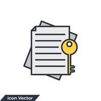 Ilustración de vector de logotipo de icono de palabra clave. plantilla de símbolo de clave y documento para la colección de diseño gráfico y web