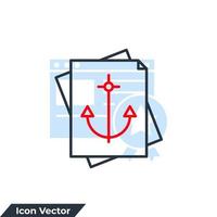 ilustración de vector de logotipo de icono de texto de anclaje. ancla con plantilla de símbolo de documento para la colección de diseño gráfico y web