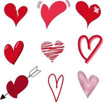 a set of hearts. romance. suitable for Valentine's day, for wedding paraphernalia. cartoon vector illustration.