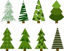 a set of Christmas trees. coniferous trees. cartoon vector illustration.
