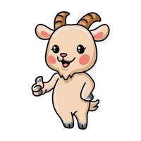 Cute baby goat cartoon giving thumb up vector