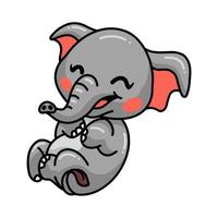 Cute baby elephant cartoon laughing vector