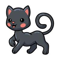 lindo, pequeño gato negro, caricatura, posar vector