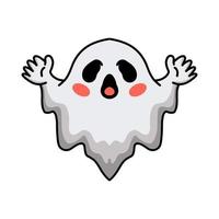 Cartoon cute halloween white ghost raising hands