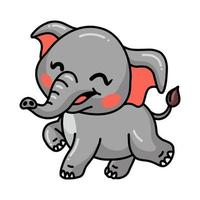 Cute baby elephant cartoon walking vector