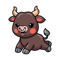 Cute baby bull cartoon running vector