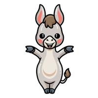 Cute baby donkey cartoon posing vector
