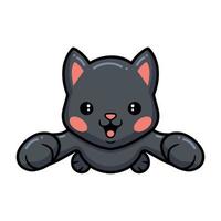 Cute black little cat cartoon flying vector