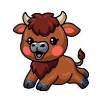 Cute baby yak cartoon jumping vector