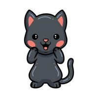 lindo, feliz, pequeño gato negro, caricatura vector