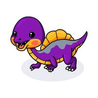 dibujos animados lindo pequeño dinosaurio púrpura vector