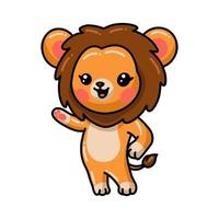 Cute little lion cartoon presenting vector