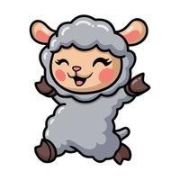 Cute baby sheep cartoon running vector