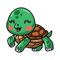 Cute baby turtle cartoon posing vector