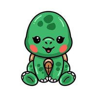 Cute baby turtle cartoon sitting vector