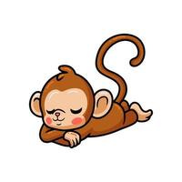 Cute baby monkey cartoon sleeping vector