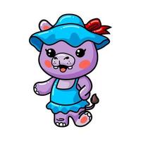 Cute baby hippo girl cartoon standing vector