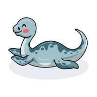 Cute little dinosaur cartoon lying down vector