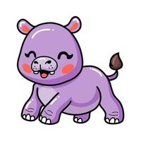 Cute happy baby hippo cartoon vector