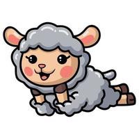 Cute baby sheep cartoon laying down vector