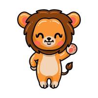 Cute little lion cartoon waving hand vector