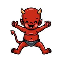 Cute little devil cartoon raising hands vector