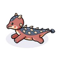 linda pequeña caricatura de dinosaurio ankylosaurus corriendo vector