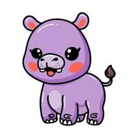 Cute happy baby hippo cartoon vector