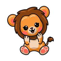 Cute little lion cartoon sitting vector