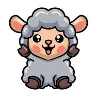 Cute baby sheep cartoon sitting vector