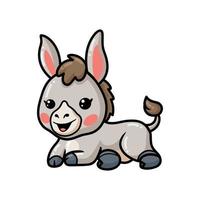 Cute baby donkey cartoon lying down vector