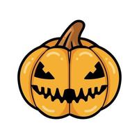 Cartoon orange pumpkin with scary face expression vector