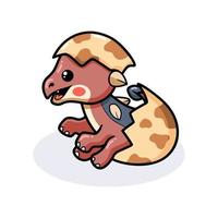 Cute little ankylosaurus dinosaur cartoon hatching from egg vector