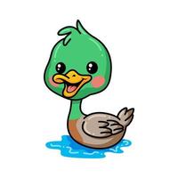 lindo patito de dibujos animados nadando vector