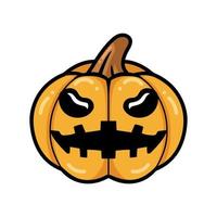 Cartoon orange pumpkin with scary face expression vector