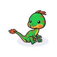 Cute little oviraptor dinosaur cartoon sitting vector