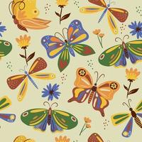 Seamless pattern with butterflies. Vector graphics.