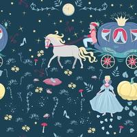 Seamless pattern with elements of the fairy tale Cinderella .Vector graphic. vector