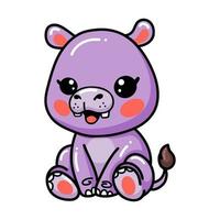 Cute baby hippo cartoon sitting vector