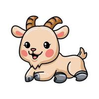 Cute baby goat cartoon laying down vector