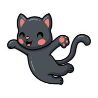 Cute black little cat cartoon jumping vector