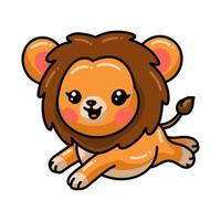 Cute little lion cartoon jumping vector