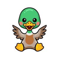 Cute little duck cartoon sitting vector
