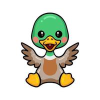 lindo patito sentado de dibujos animados vector