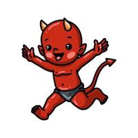 Cute little devil cartoon running vector