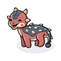 Cute little ankylosaurus dinosaur cartoon vector